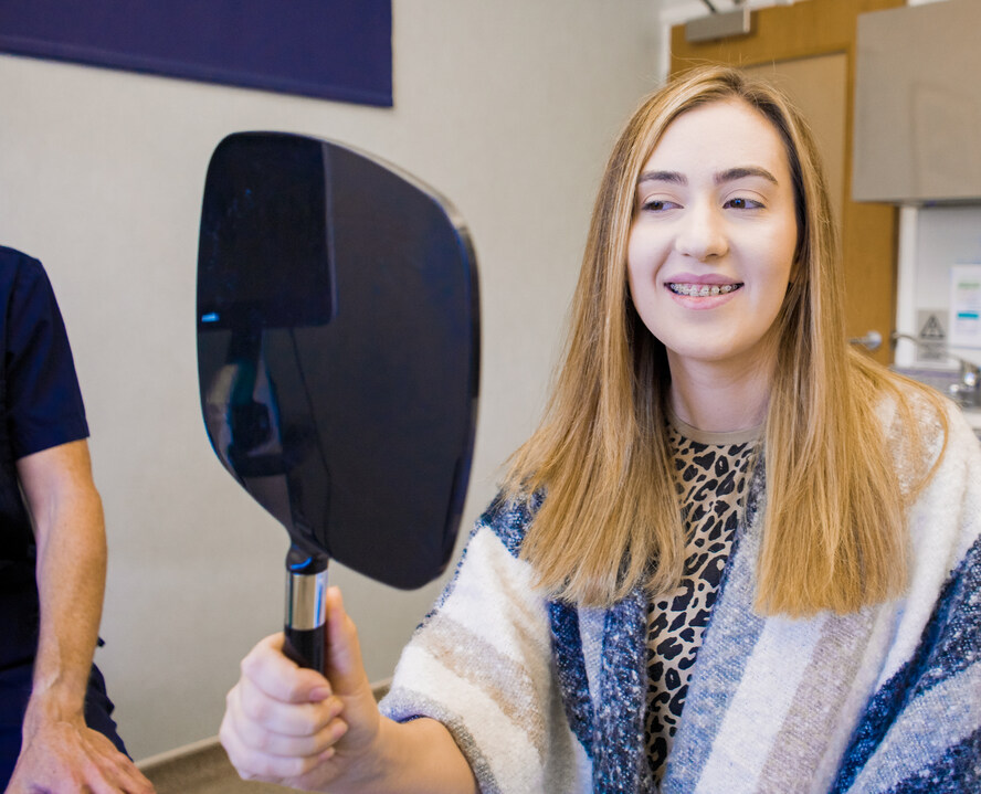 A patient delighted with her new smile